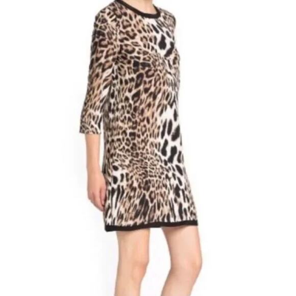 MNG Leopard Print Half Sleeve Mini Dress size 6 - Picture 1 of 9